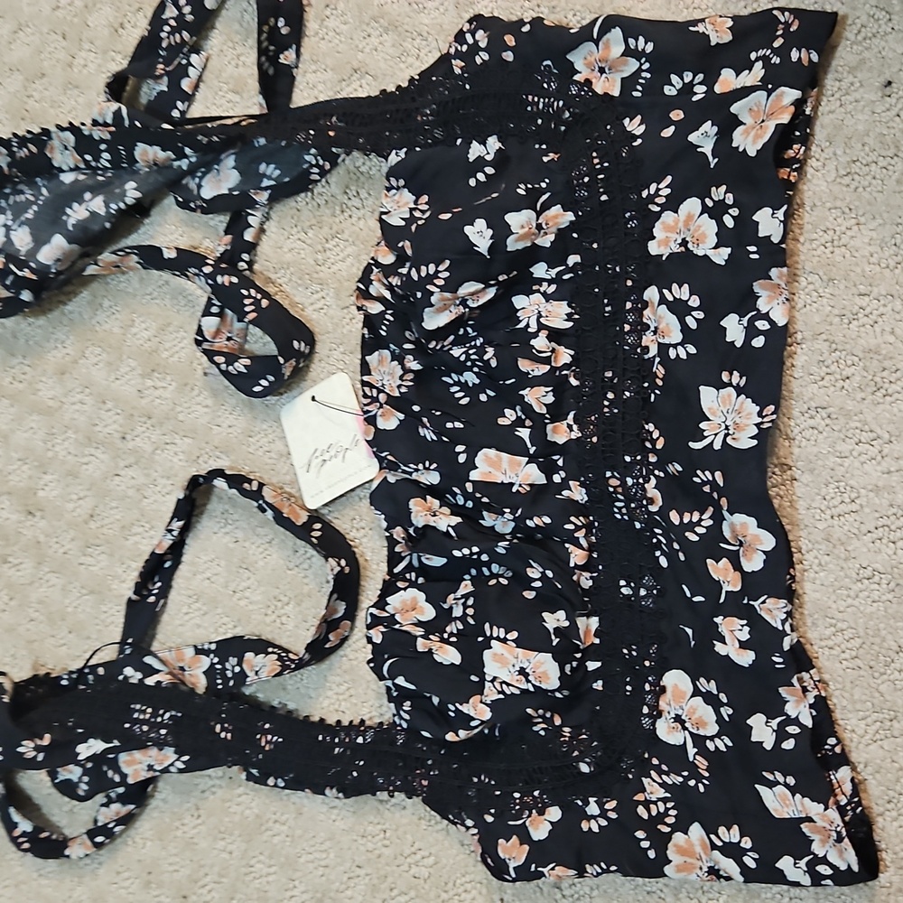 NWT Free people black combo top